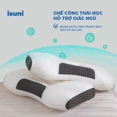 Gối Công Thái Học Chống Đau Vai Gáy - Gối Chống Trào Ngược Thiết Kế Đặc Biệt, Thoáng Khí Êm Ái Dễ Chịu ISUNI