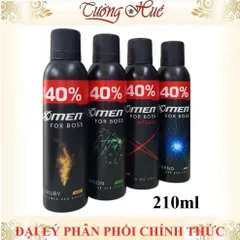 Xịt Khử Mùi Nam X-Men For Boss 210ml - Khử Mùi Hiệu Quả, Lựa Chọn Đa Dạng Hương Thơm Sang Trọng và Năng Động cho Phái Mạnh