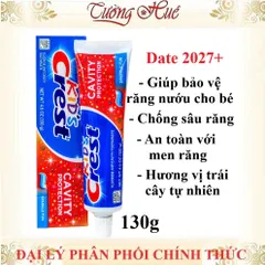 Kem Đánh Răng Cho Bé Crest Kid's Cavity Protection - 130g Hương Vị Trái Cây Tự Nhiên, An Toàn Cho Trẻ Từ 2 Tuổi Trở Lên