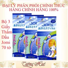 Bộ 3 Giấy Thấm Dầu Jomi Oil Clear Film Nhập Khẩu Từ Nhật Bản - Giấy Hút Dầu Siêu Thấm Cho Da Dầu, 70 Tờ X 3