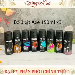 Bộ 3 Xịt Khử Mùi Axe Bodyspray Nam Giới - Mùi Ngẫu Nhiên 150ml, Ngăn Mùi Hiệu Quả, Độ Bền Lâu Dài, Thiết Kế Thời Trang