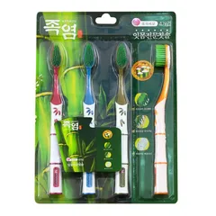 Bàn Chải Đánh Răng Hàn Quốc Bamboo Salt - Vỉ 4 Cây Tinh Chất Muối Tre Giúp Sạch Răng Kháng Khuẩn, Ngừa Sâu Răng