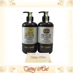Bộ gội xả Ý Mefaso Argan Oil Collagen Sleek & Smooth Shampoo + Conditioner - 500g
