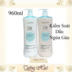 Cặp Gội Xả Kiểm Soát Dầu, Ngăn Gàu Olexrs HairSalon Collagen Complex Shampoo & Conditioner (Xanh Biển) - 960ml