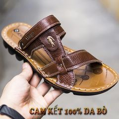 Dép Sandal Nam Da Bò Thật Siêu Bền - Đế Cao Su Chống Nước, Thiết Kế Thoáng Mát, Thời Trang Mới Màu Nâu Cho Mọi Lứa Tuổi