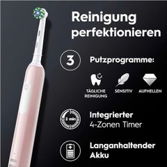 Bộ 2 Bàn Chải Đánh Răng Điện Oral-B Pro Series 1 Màu Đen & Hồng - Chăm Sóc Răng Miệng Hiệu Quả, Công Nghệ 3in1