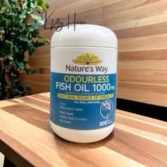 Viên uống Dầu Cá Không Mùi Nature's Way 1000mg - Hỗ Trợ Tim Mạch và Khớp Khoẻ Mạnh - 200 Viên, Xuất Xứ Úc