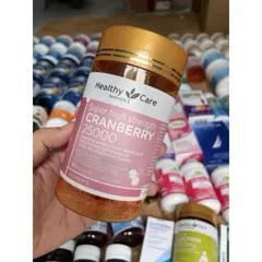 Viên uống Healthy Care Cranberry 25000mg hỗ trợ tiết niệu - Lọ 90 viên, giảm viêm bàng quang và bảo vệ sức khỏe đường tiết niệu.
