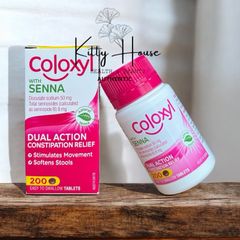 Viên uống giảm táo bón Coloxyl With Senna 200V - Hỗ trợ tiêu hóa nhanh chóng, dễ nuốt cho người lớn và trẻ em trên 12 tuổi