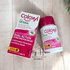 Viên uống giảm táo bón Coloxyl With Senna 200V - Hỗ trợ tiêu hóa nhanh chóng, dễ nuốt cho người lớn và trẻ em trên 12 tuổi