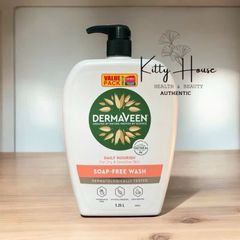 Sữa tắm và rửa mặt dịu nhẹ Dermaveen - Chai 1 lít cho da nhạy cảm, không chứa SLS, giúp duy trì độ ẩm và bảo vệ da hiệu quả.