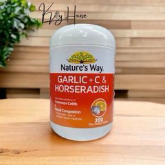 Viên uống Nature's Way Tỏi + Vitamin C & Cỏ Ngựa - Hỗ Trợ Miễn Dịch và Giảm Viêm Xoang, Lọ 200 Viên