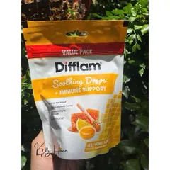 Kẹo ngậm Difflam trị ho - Giảm đau họng với vị bạc hà, chanh và elderberry - Gói 20 và 42 viên, hàng chính hãng Úc