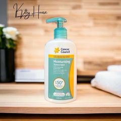 Kem Chống Nắng Dưỡng Ẩm Cancer Council SPF 50+ với Aloe Vera & Vitamin E - bảo vệ UVA/UVB, chai 500ml