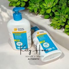 Kem Chống Nắng Cancer Council Sport SPF 50+ - Dry Touch & Sweat Resistant 500ml, Bảo Vệ Da Trong Các Hoạt Động Ngoài Trời