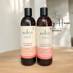 Dầu Gội & Dầu Xả Tăng Độ Phồng Sukin 500ml - Chăm Sóc Tóc Mỏng Yếu, Chiết Xuất Dứa, Xoài, Đu Đủ, Hương Xoài Tự Nhiên