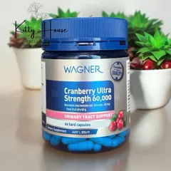 Viên uống hỗ trợ tiết niệu Wagner Cranberry Ultra Strength 60000mg - Giải pháp tự nhiên cho sức khỏe đường tiết niệu lọ 60 viên