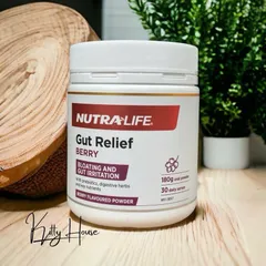Bột Hỗ Trợ Tiêu Hóa Nutralife Gut Relief Berry 180g - Giảm Đầy Hơi, Hỗ Trợ Tiêu Hóa với Prebiotic và Glutamine