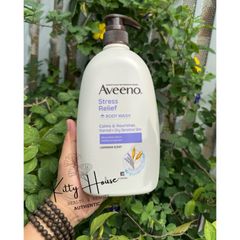 Sữa tắm Aveeno Stress Relief 1L - Hương oải hương dịu nhẹ, dưỡng ẩm cho da nhạy cảm, giúp thư giãn và làm dịu da