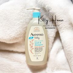 Sữa Tắm Gội 2 Trong 1 Aveeno Baby Wash & Shampoo Chiết Xuất Yến Mạch Tự Nhiên 532ml - An Toàn, Dịu Nhẹ Cho Da Bé