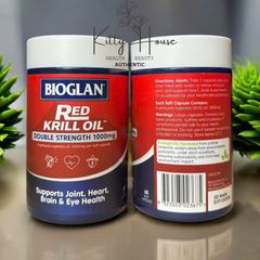 Viên uống dầu nhuyễn thể Bioglan Red Krill Oil 1000mg - Hỗ trợ tim mạch, giảm viêm khớp, 60 viên bổ sung Omega-3 tự nhiên
