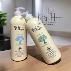 Set dầu gội và dầu xả Biotin & Collagen trắng chai 1000ml
