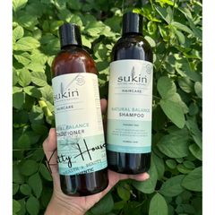 Bộ Dầu Gội và Dầu Xả Sukin Natural Balance 500ml - Chăm Sóc Tóc Tự Nhiên, Hương Quýt và Hoa Oải Hương