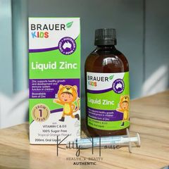 Siro Bổ Sung Kẽm Brauer Liquid Zinc 200ml Cho Trẻ Em - Hỗ Trợ Phát Triển Khỏe Mạnh và Tăng Đề Kháng, Không Đường, Hương Cam Tự Nhiên