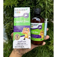 Siro Bổ Sung Kẽm Brauer Liquid Zinc 200ml Cho Trẻ Em - Hỗ Trợ Phát Triển Khỏe Mạnh và Tăng Đề Kháng, Không Đường, Hương Cam Tự Nhiên