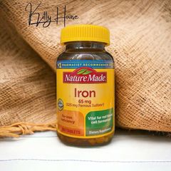 Viên uống bổ sung sắt Iron Nature Made 65mg - Hỗ trợ ngăn ngừa thiếu máu, tăng cường sức đề kháng - Hộp 365 viên
