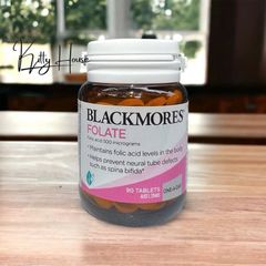 Viên uống bổ sung Acid Folic Blackmores Folate 500mcg cho bà bầu - Hỗ trợ phát triển hệ thần kinh trẻ sơ sinh, 90 viên