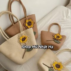 Túi cói đeo vai có khoá kéo tiện lợi đựng đồ đi biển