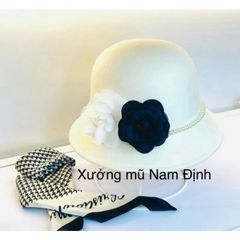 nón dạ  hai hoa trà dáng cụp xinh xắn (GIÁ TẠI XƯỞNG KHÔNG QUA TRUNG GIAN) (tuyển sỉ)