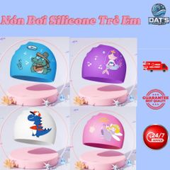 Nón Bơi Silicone Họa Tiết Hoạt Hình Dài Cho Trẻ Em - Nón Chống Thấm Nước Khủng Long, Cá Sấu Dễ Thương, Mũ Bơi Bảo Vệ Tóc