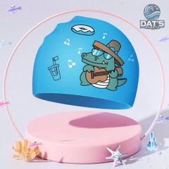 Nón Bơi Silicone Họa Tiết Hoạt Hình Dài Cho Trẻ Em - Nón Chống Thấm Nước Khủng Long, Cá Sấu Dễ Thương, Mũ Bơi Bảo Vệ Tóc
