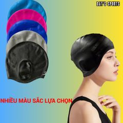 Nón Bơi Silicone Che Kín Tai Cho Trẻ Em Và Người Lớn - Mũ Bơi Chống Nước, Dẻo Dai, Nhiều Màu Sắc Thời Trang