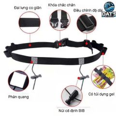 Dây Đeo BIB Chạy Bộ Phản Quang, Đựng Gel - Điều Chỉnh 78-140cm - Phụ Kiện Chạy Road và Trail An Toàn