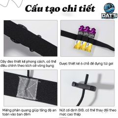 Dây Đeo BIB Chạy Bộ Phản Quang, Đựng Gel - Điều Chỉnh 78-140cm - Phụ Kiện Chạy Road và Trail An Toàn