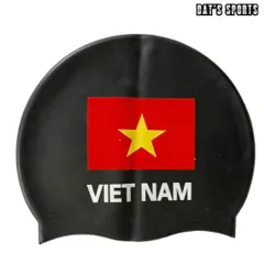 Mũ Bơi In 2 Mặt Lá Cờ Việt Nam - Silicone Chống Thấm, Freesize Cho Người Lớn & Trẻ Em, Độ Đàn Hồi Tốt, Đặc Biệt Cho Bơi Lội