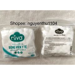 Bông Gòn Viên Tròn Y Tế NIVA YC2 16mm - Gói 100 Viên Dùng Để Chăm Sóc Vết Thương, Bịt Tai Phụ Nữ Sau Sinh