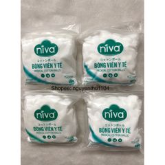 Bông Gòn Viên Tròn Y Tế NIVA YC2 16mm - Gói 100 Viên Dùng Để Chăm Sóc Vết Thương, Bịt Tai Phụ Nữ Sau Sinh