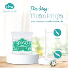 Combo 3 Túi Tăm Bông Niva 100 Que Thân Nhựa AZ2 - Vệ Sinh Tai, Trang Điểm, An Toàn và Tiện Lợi