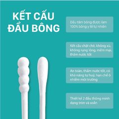 Combo 3 Túi Tăm Bông Niva 100 Que Thân Nhựa AZ2 - Vệ Sinh Tai, Trang Điểm, An Toàn và Tiện Lợi