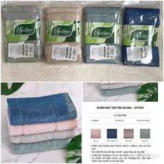 Khăn Mặt Salina Cao Cấp Vải Sợi Tre 28x48cm - Mềm Mại, Thấm Hút Tốt - Kháng Khuẩn Từ Thiên Nhiên, Thương Hiệu Aristino