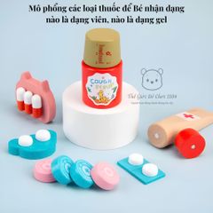 Bộ Đồ Chơi Bác Sĩ Bằng Gỗ 20 Chi Tiết - Bộ Phát Triển Kỹ Năng Tư Duy Cho Bé, Giúp Trẻ Vượt Qua Nỗi Sợ Bác Sĩ Thú Vị