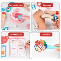 Bộ Đồ Chơi Bác Sĩ Bằng Gỗ 20 Chi Tiết - Bộ Phát Triển Kỹ Năng Tư Duy Cho Bé, Giúp Trẻ Vượt Qua Nỗi Sợ Bác Sĩ Thú Vị