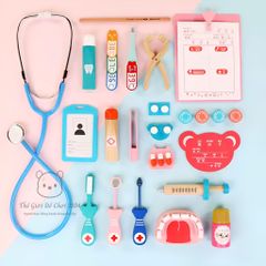 Bộ Đồ Chơi Bác Sĩ Bằng Gỗ 20 Chi Tiết - Bộ Phát Triển Kỹ Năng Tư Duy Cho Bé, Giúp Trẻ Vượt Qua Nỗi Sợ Bác Sĩ Thú Vị