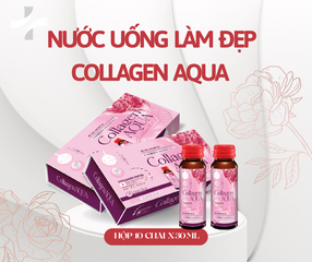 Nước Uống Collagen Aqua Làm Đẹp Da - Giảm Nếp Nhăn, Lão Hóa, Cải Thiện Da Sạm Khô (Hộp 10 Chai x 30ml)