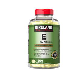 Vitamin E 400 IU Kirkland 500 Viên - Viên Nang Mềm Hỗ Trợ Chống Oxy Hóa và Dưỡng Da Khỏe Mạnh, Sản Xuất Tại Mỹ