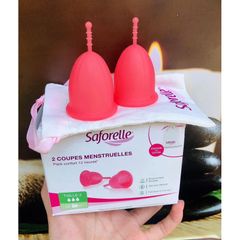Cốc Nguyệt San Saforelle - Bộ 2 Cốc Silicone An Toàn, Dễ Dàng Sử Dụng - Giúp Giảm Cảm Giác Khó Chịu Khi Có Kinh Nguyệt